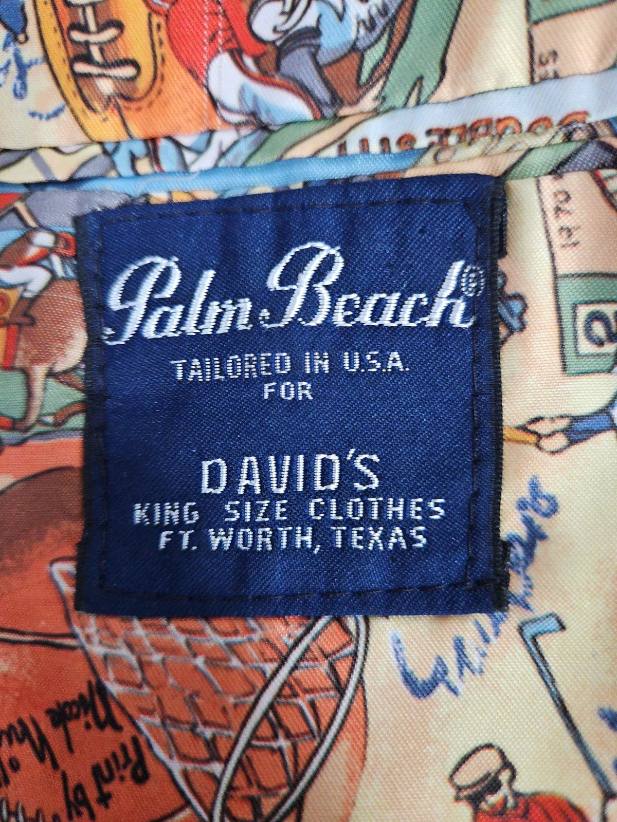 VTG Palm Beach Blazer of Champions Navy Sports Print Lining 2 Button Blazer 50L