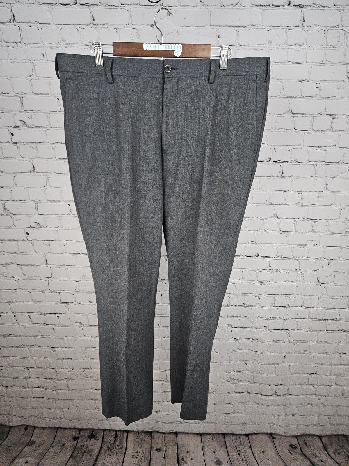 Hart Schaffner Marx Gray Wool Blend Flat Front Dress Pants 38 (39X30)