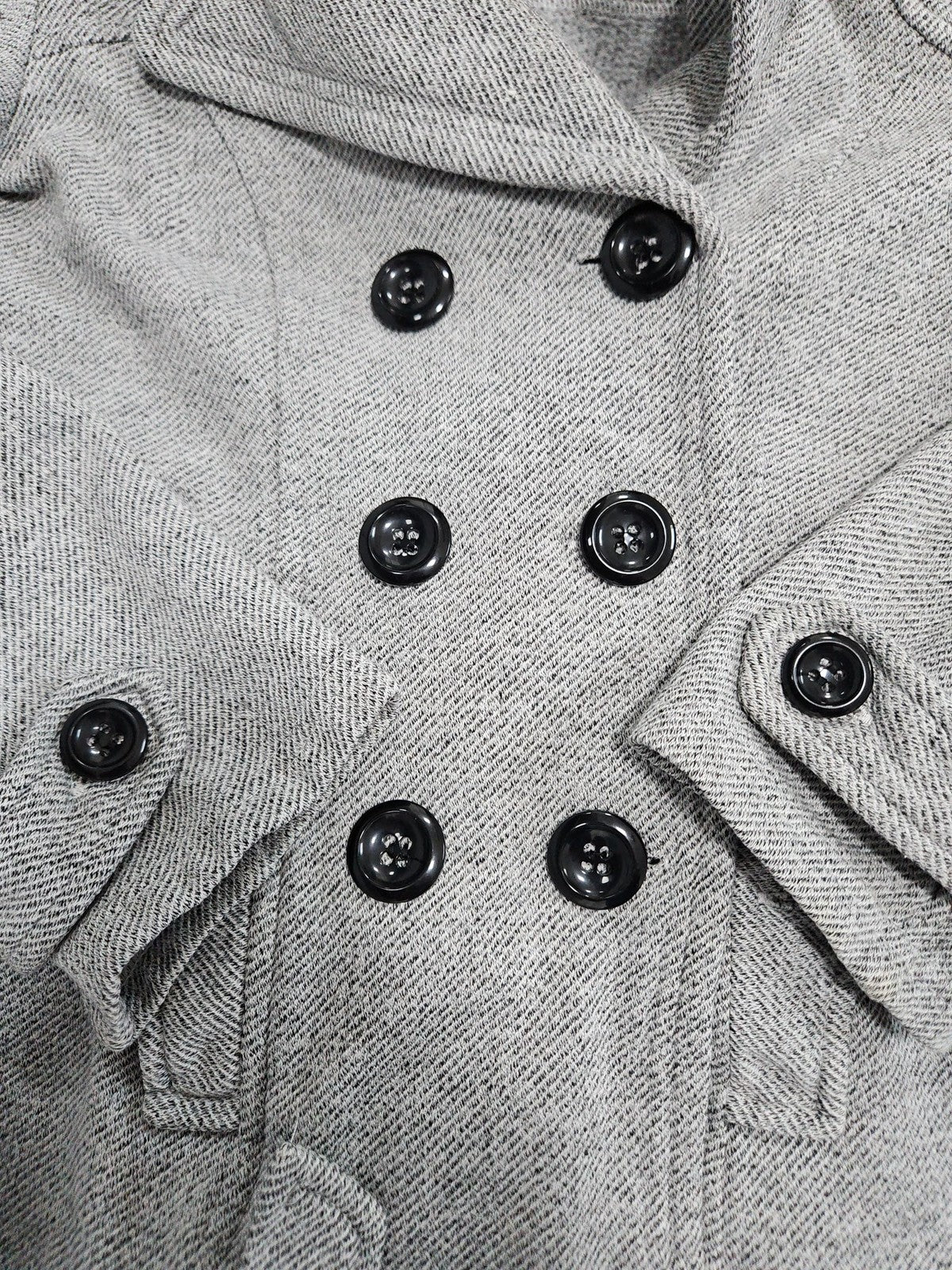 Sebby Gray Hooded Double Breasted Belted Women's Peacoat Jacket S