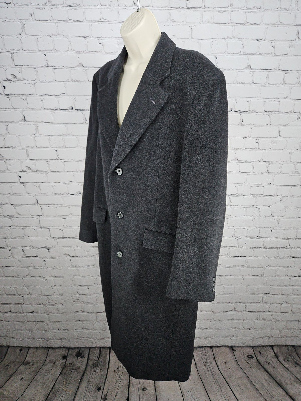 VTG Sullivan Bros Charcoal Gray Cashmere Blend Long Overcoat Top Coat Men's M