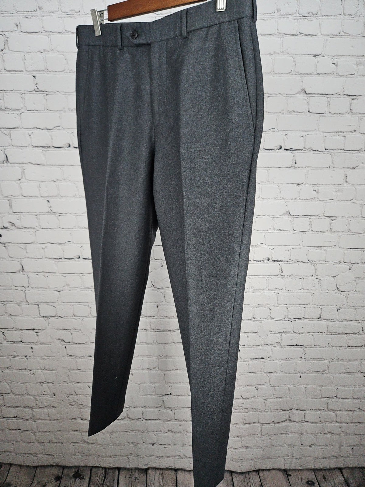 Brooks Brothers Charcoal Gray 100% Wool Flannel Men's Dress Pants 34 (32X30)