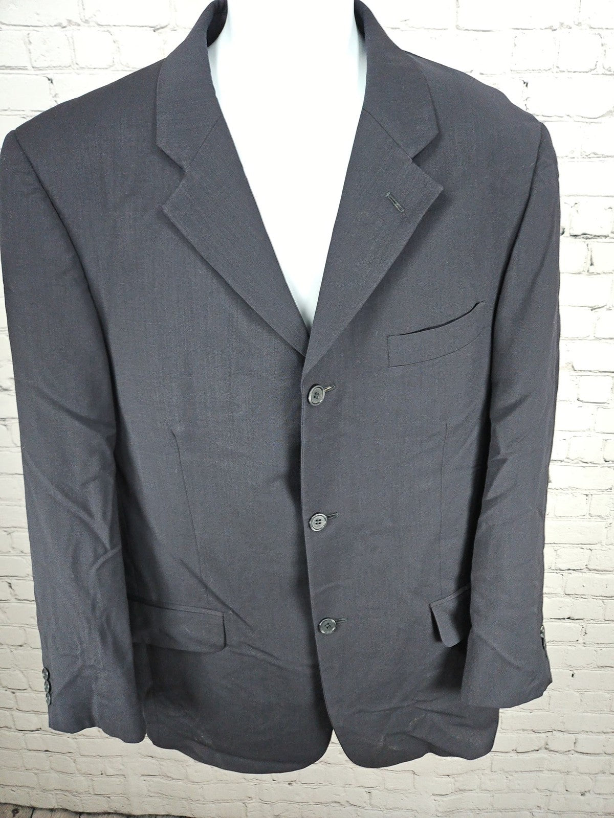 VTG Giorgio Sanetti Navy 100% Wool 3 Button Notch Blazer Sport Coat Italy 42R