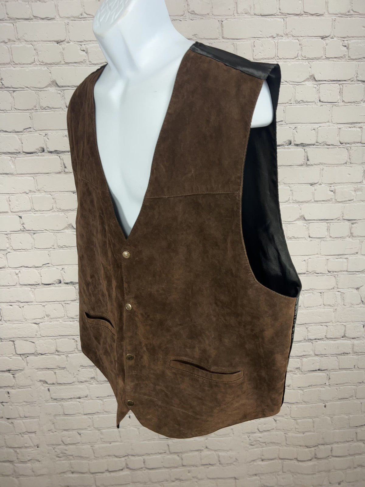 Scully Brown Suede Leather Snap Front Western Vest Satin Back Men's 3X