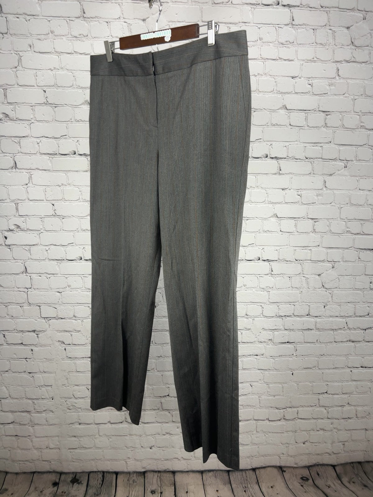 Talbots Gray Pinstripe Herringbone Stretch Trouser Pants Women's 14