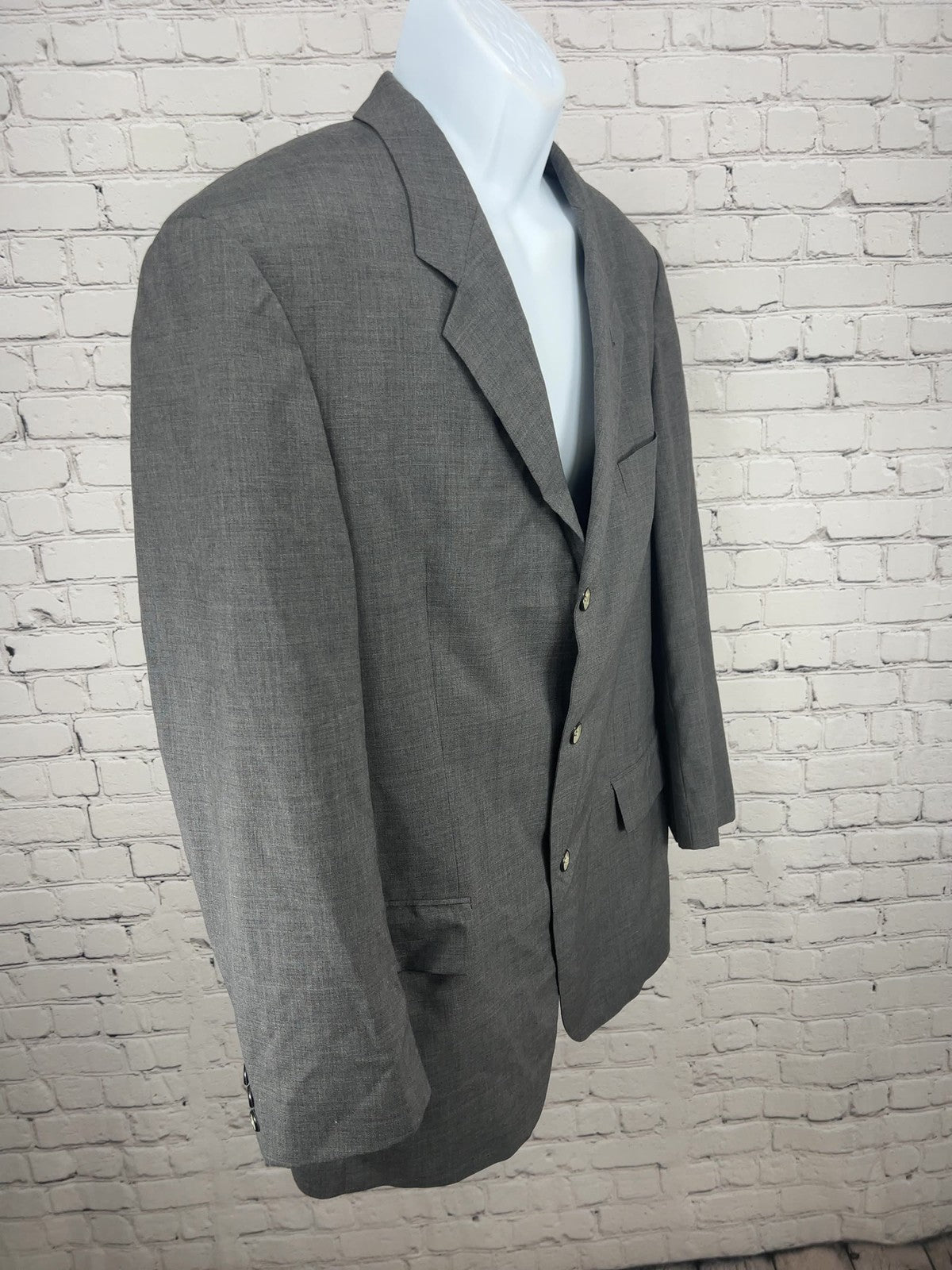 VTG Hugo Boss Batman Future Gray 100% Wool 3 Button Blazer Sport Coat 42R