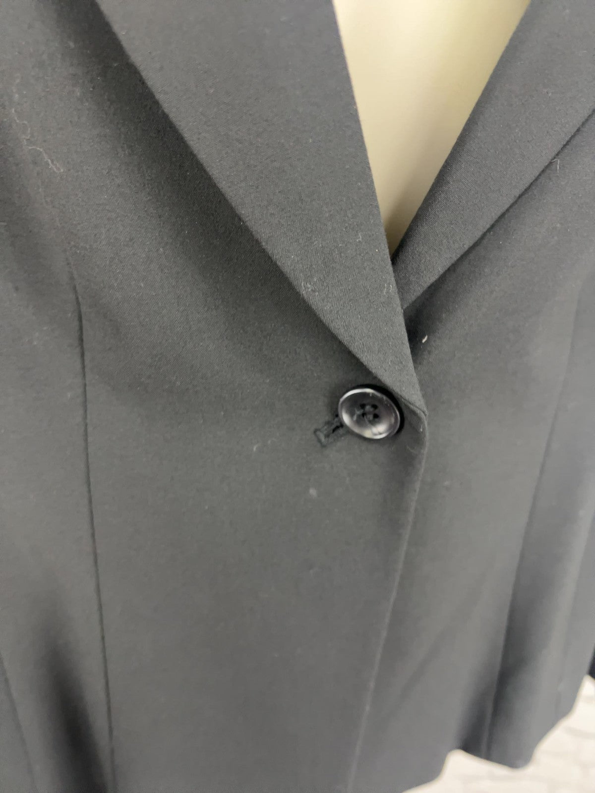 Anne Klein A Line Black Stretch Peak Lapel One Button Lined Blazer Jacket 10