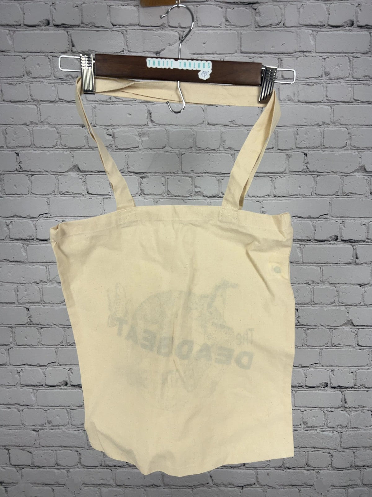 NWOT TBF Natural Canvas The Deadbeat Earth Sweeps Print Cotton Tote Bag