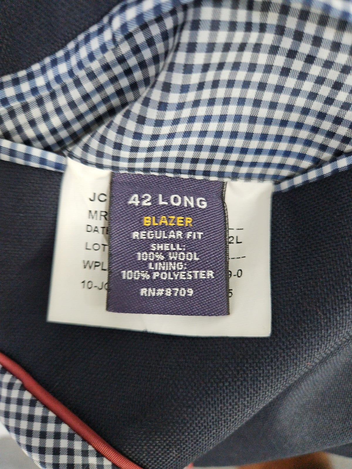 Stafford Navy 100% Wool Gold Button Single Vent Blazer Sport Coat 42L