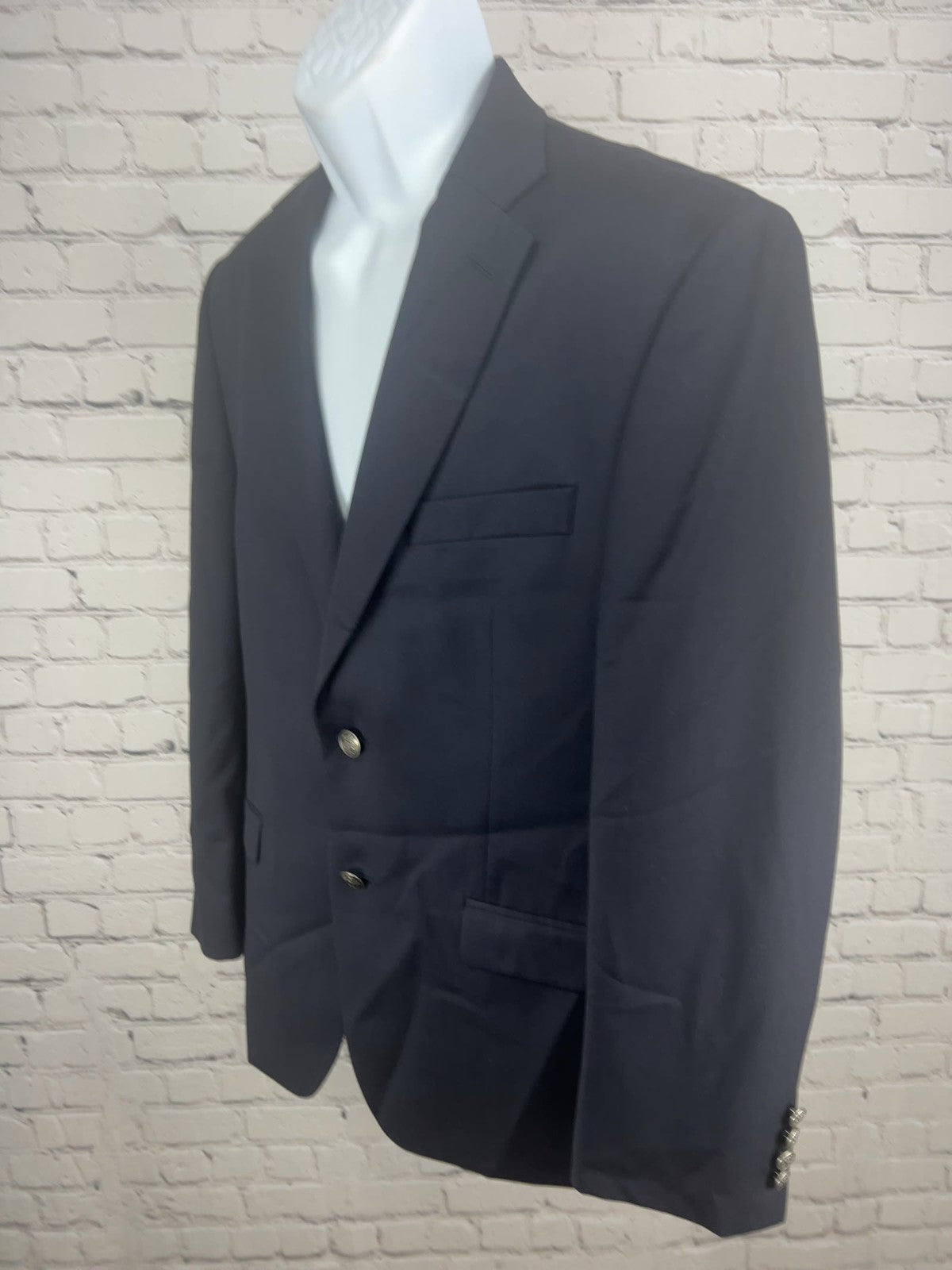 Michael Kors Navy Wool Blend 2 Button Silver Crest Blazer Sport Coat 40S