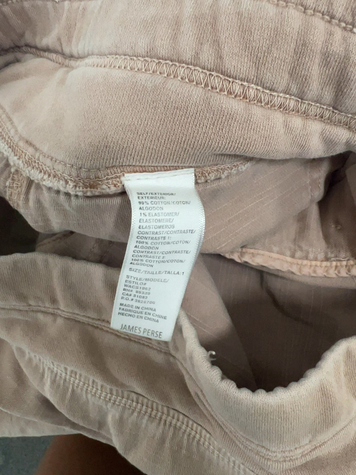 James Perse Blush Cotton Utility Drawstring Cropped Jogger Pants 1 (28X26)