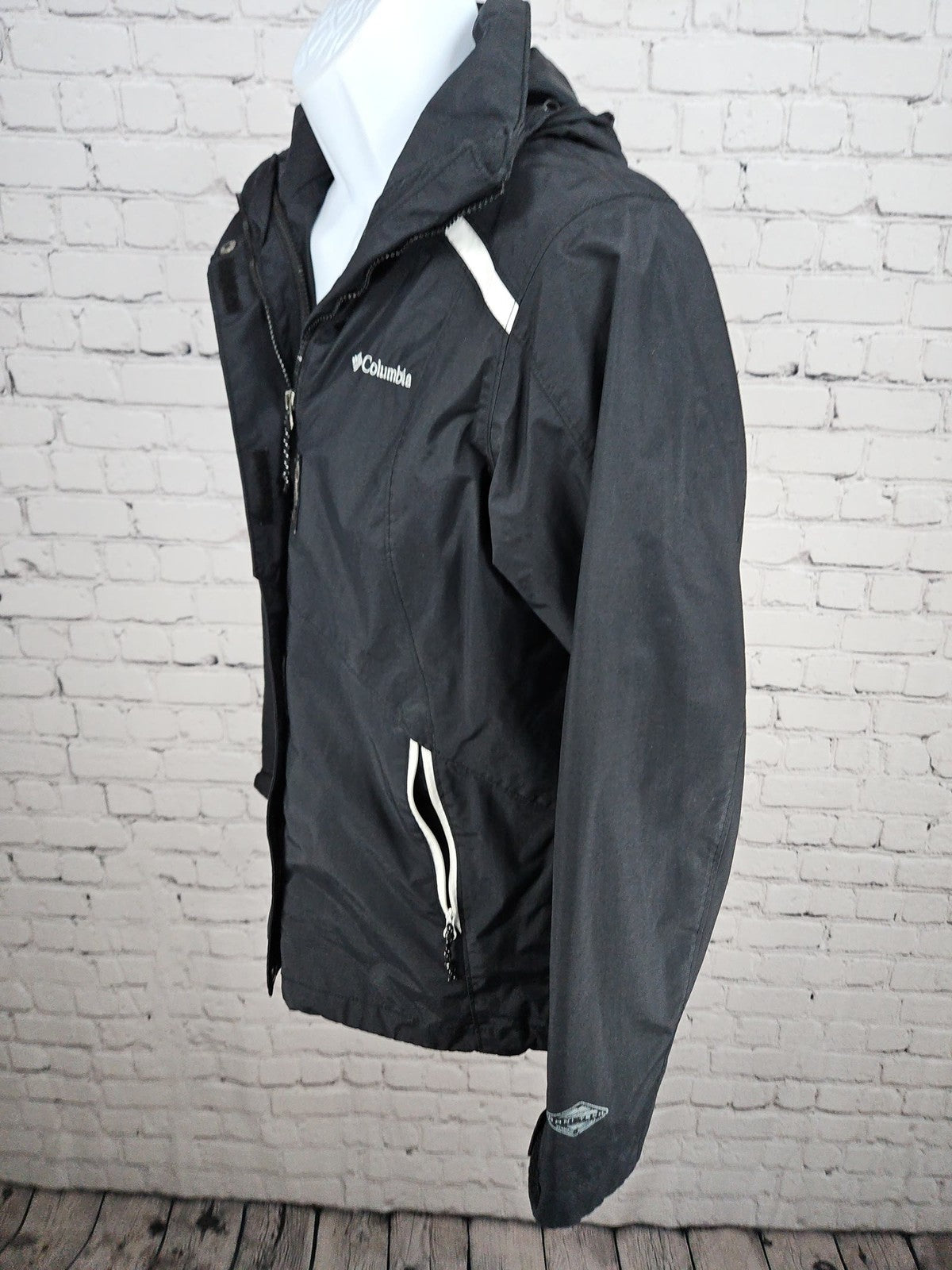 Columbia Interchange Black White Hooded Nylon Shell Jacket Women's S