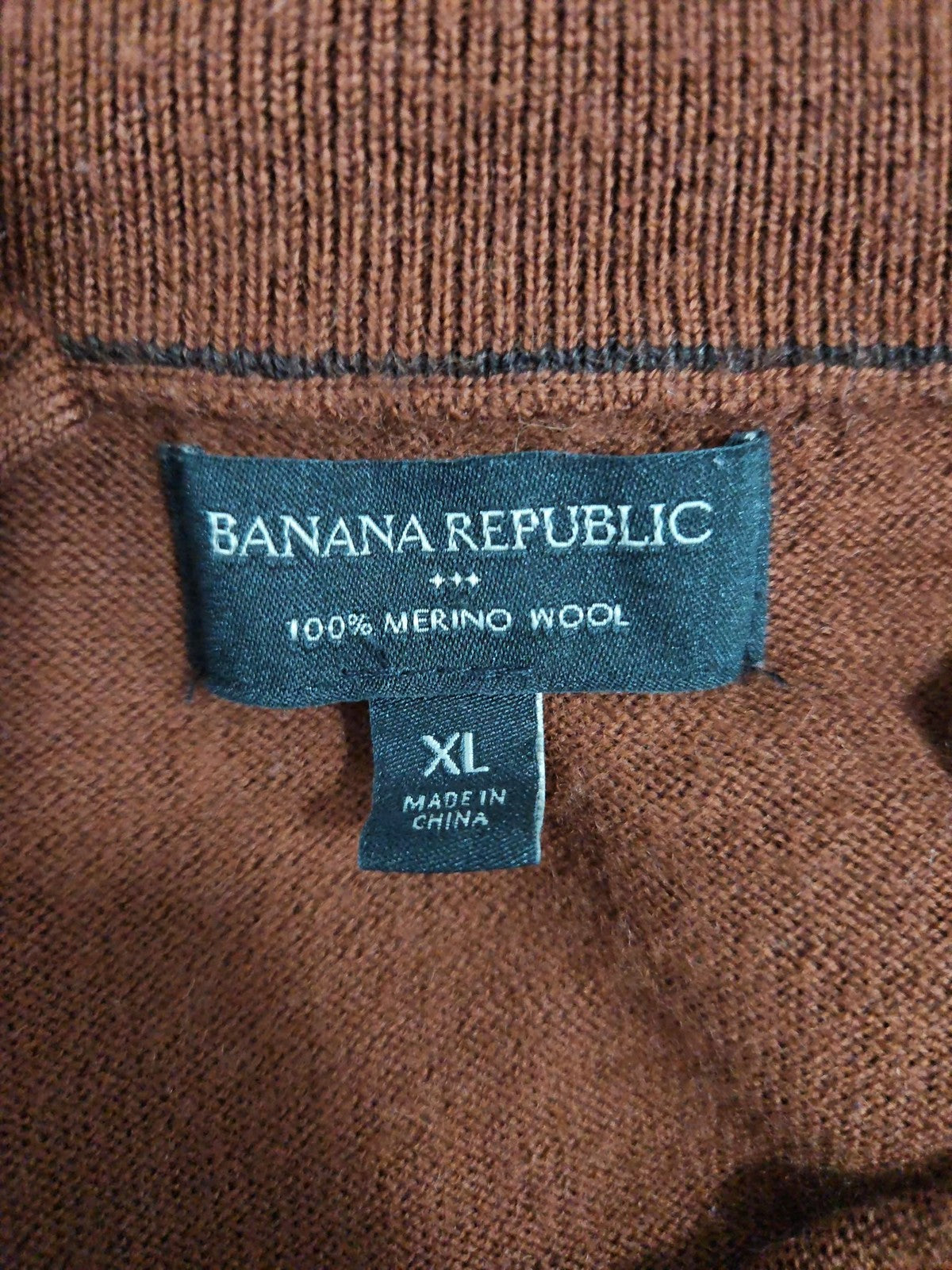 Banana Republic Rust 100% Merino Wool Quarter Zip Pullover Sweater Men's XL