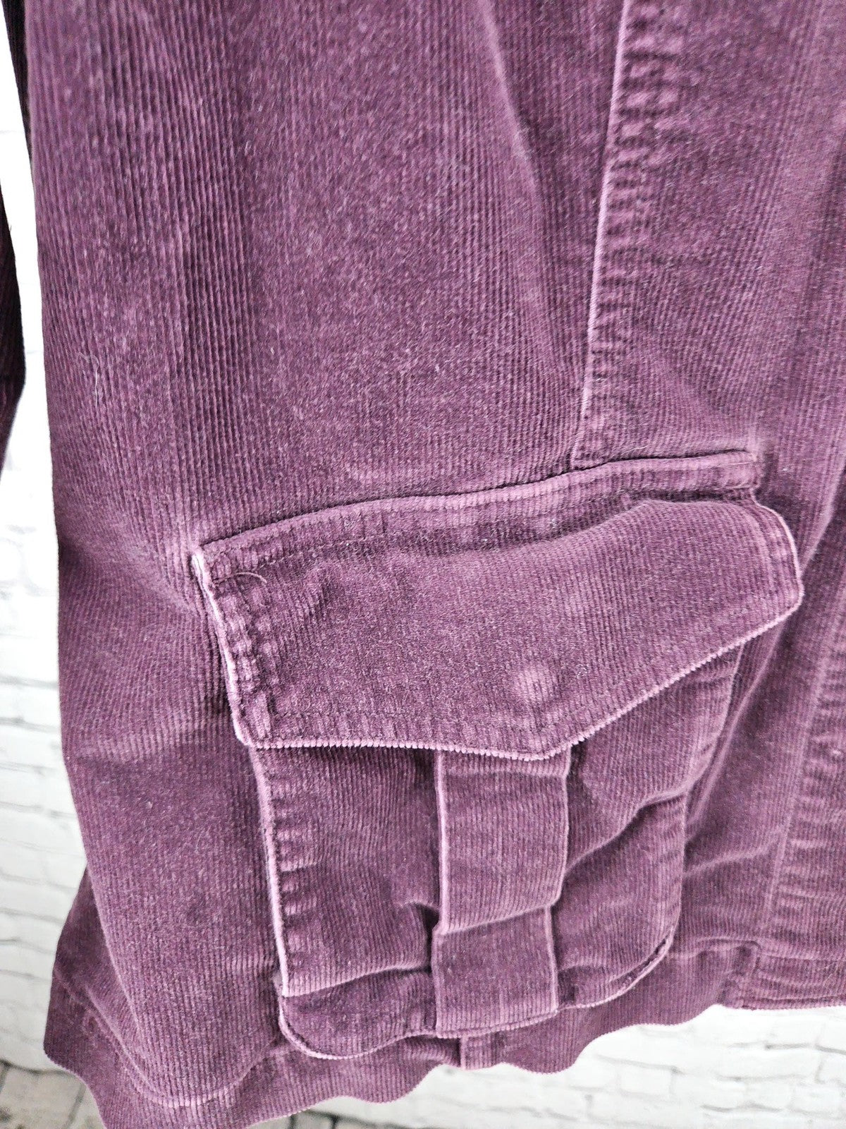 Eddie Bauer Plum Purple Corduroy Cargo Pocket Snap Front Jacket Women's XL