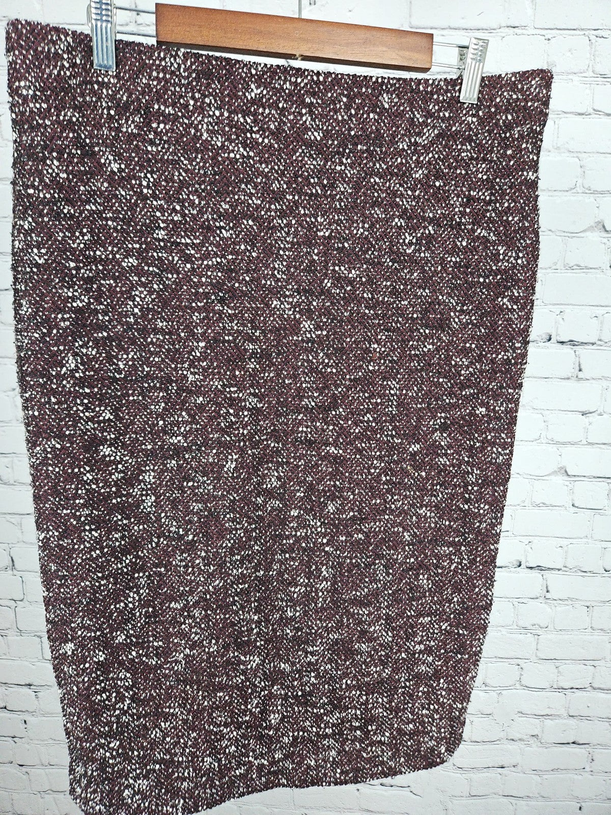Ann Taylor Burgundy Tweed Herringbone Lined Pencil Skirt Women's 14