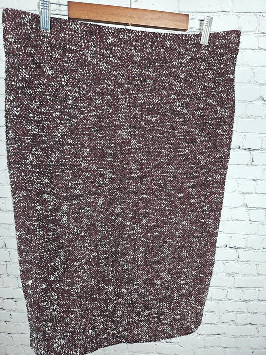 Ann Taylor Burgundy Tweed Herringbone Lined Pencil Skirt Women's 14
