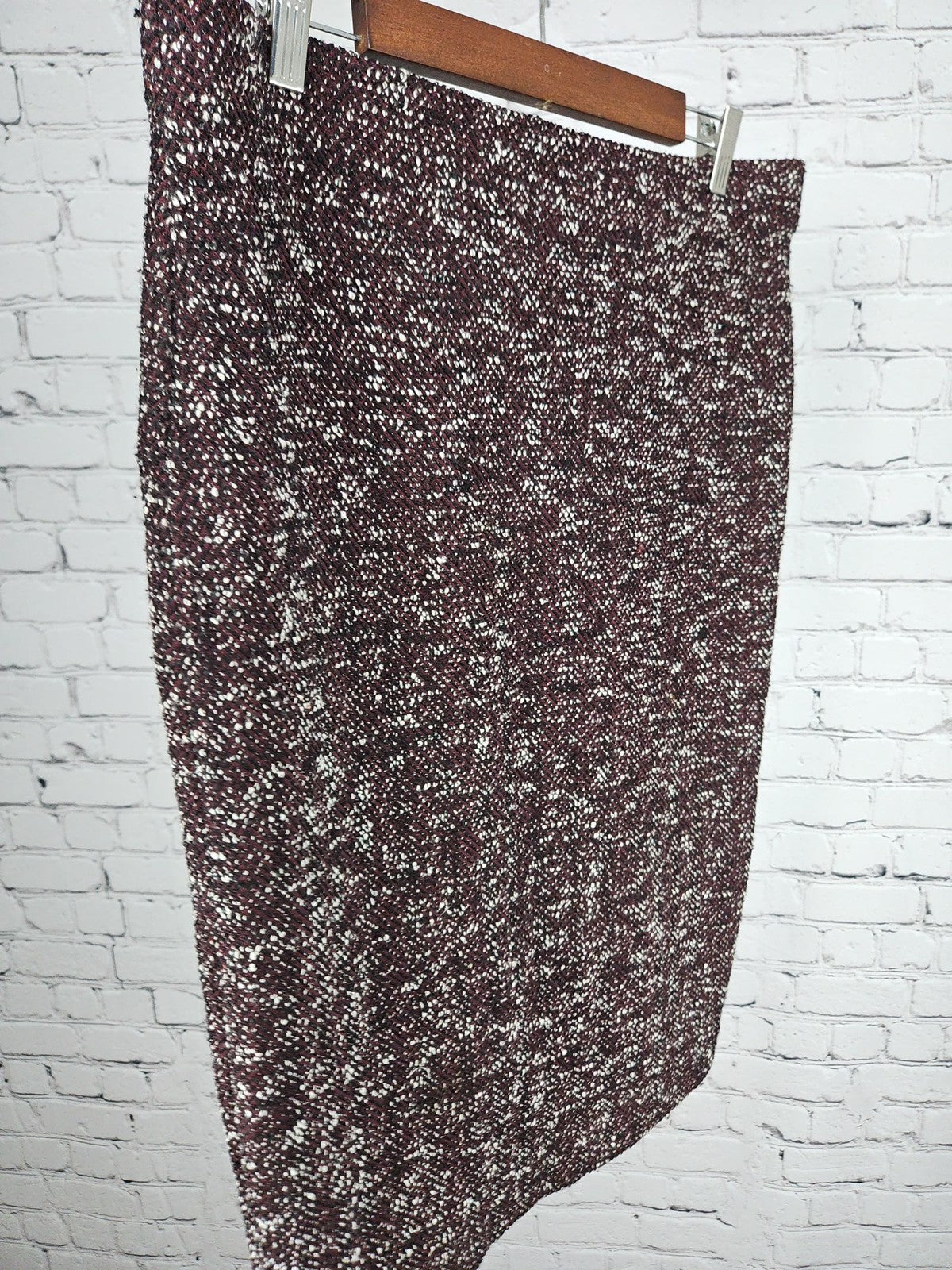 Ann Taylor Burgundy Tweed Herringbone Lined Pencil Skirt Women's 14