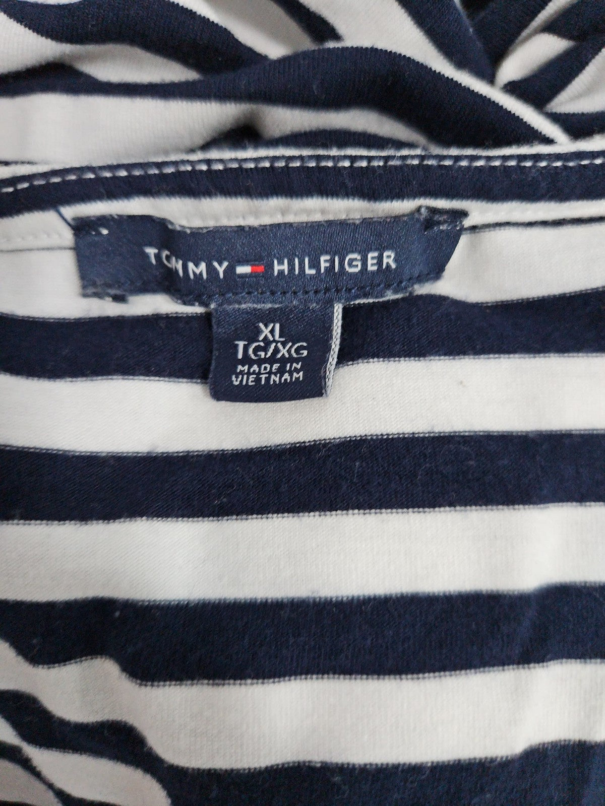 Tommy Hilfiger Navy White Striped V Neck Tiered Maxi Dress Women's XL