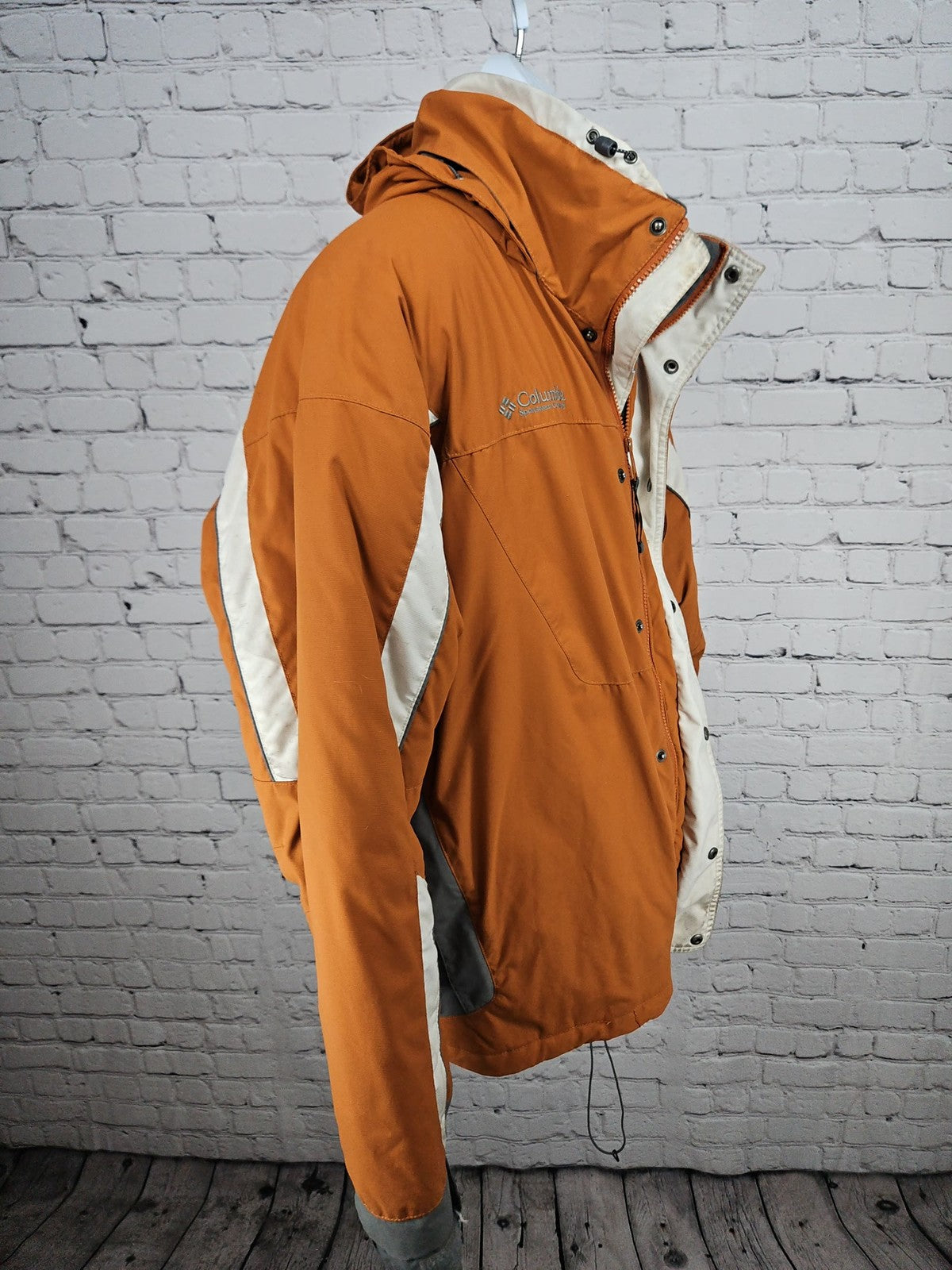 VTG Columbia 3 in 1 Orange Cream Hooded Ski Jacket Puffer Fleece Liner XXL