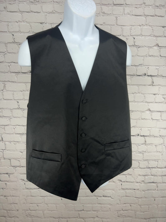 Vittorio Farina Black Satin 5 Button Adjustable Back Formal Tuxedo Vest L