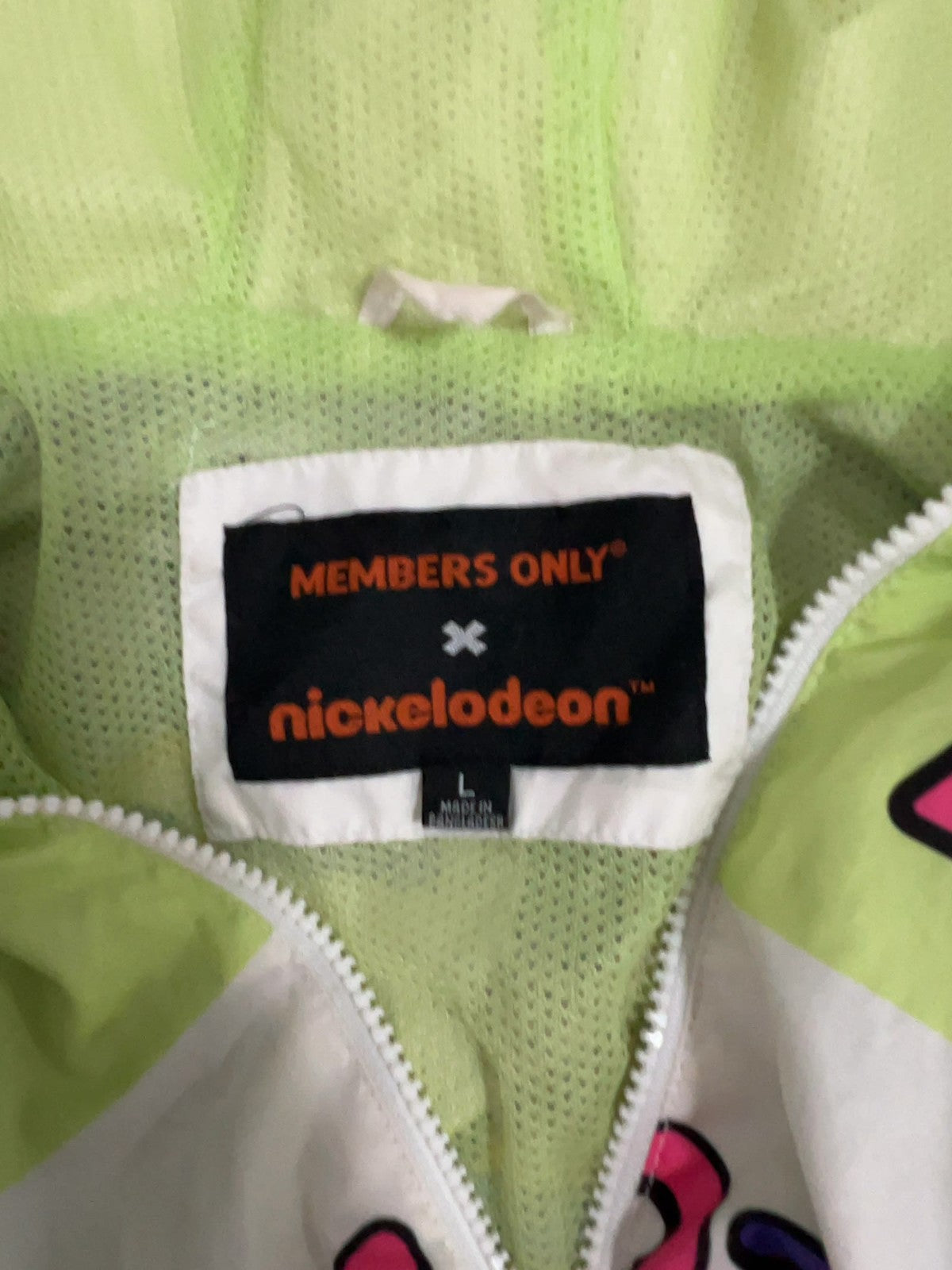 Members Only Nickelodeon Rugrats Cropped Half Zip Windbreaker Jacket L