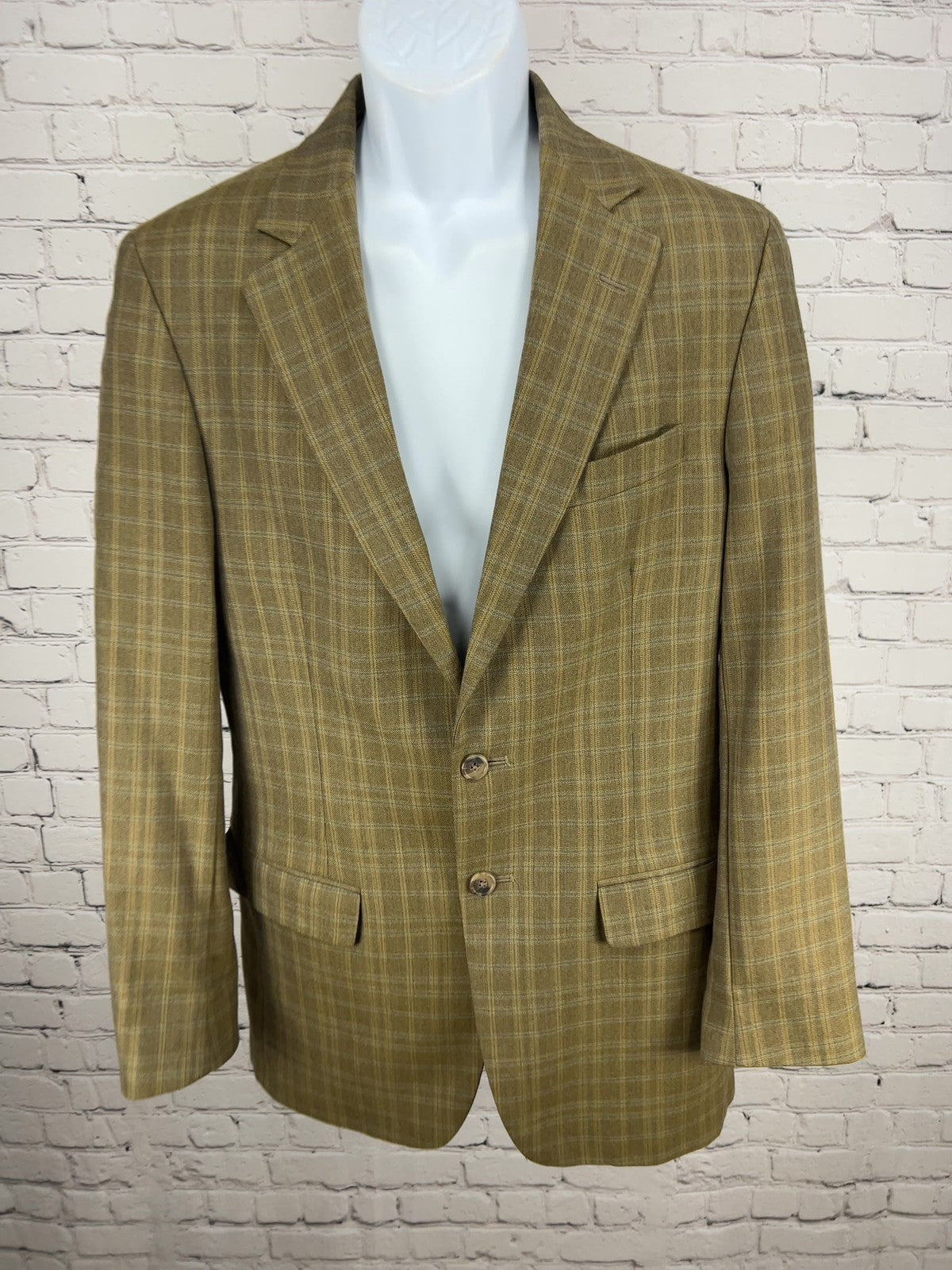 Culwell & Son Brown Plaid 2 Button Single Vented Notch Blazer Sport Coat 38L