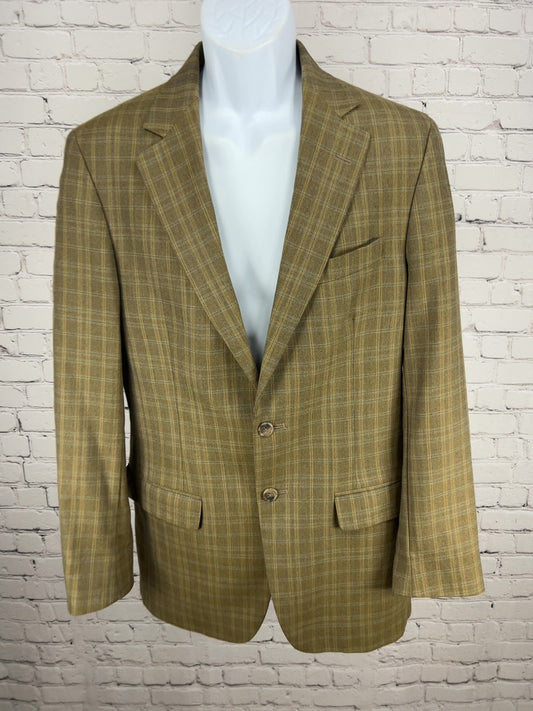 Culwell & Son Brown Plaid 2 Button Single Vented Notch Blazer Sport Coat 38L