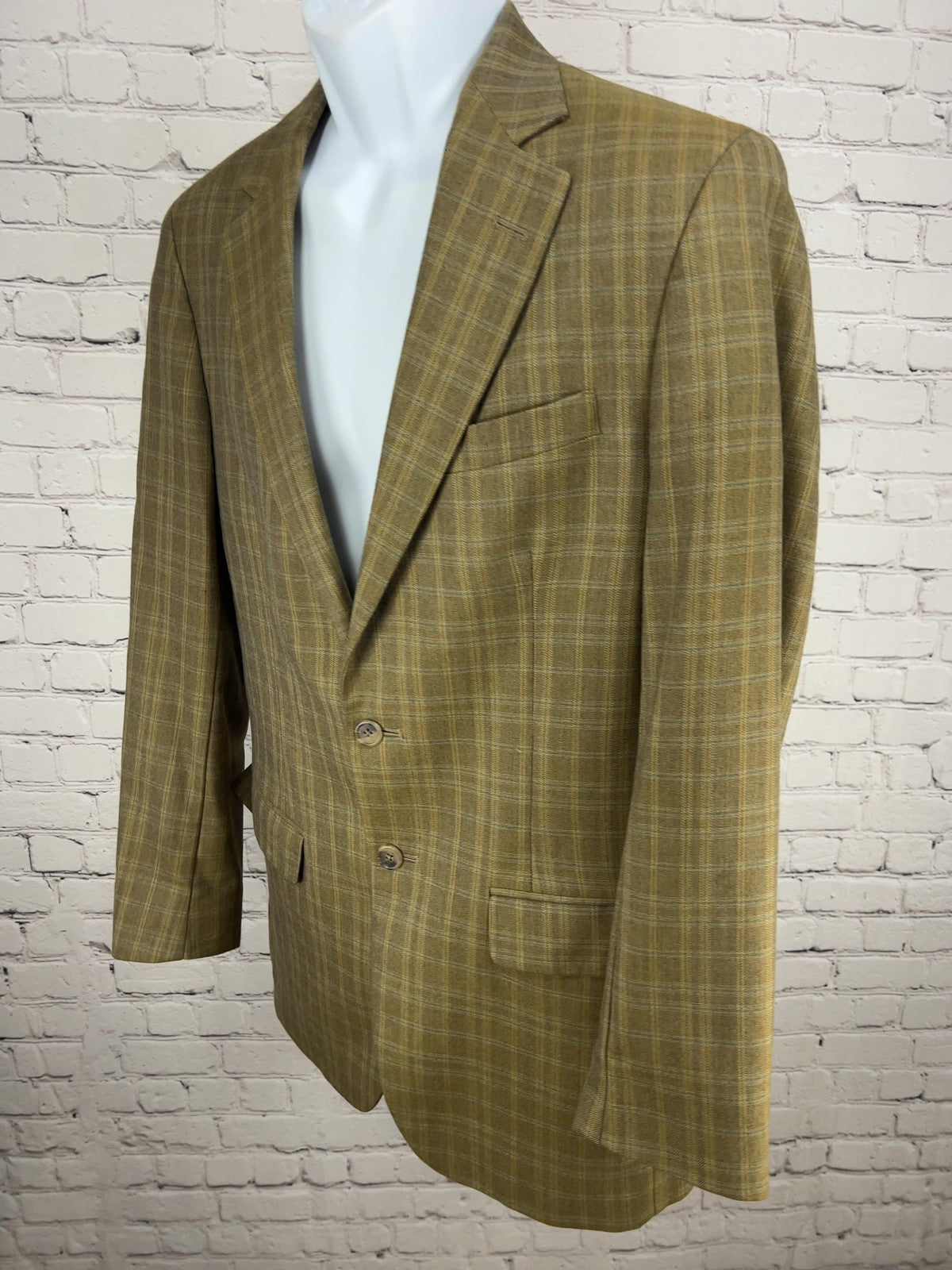 Culwell & Son Brown Plaid 2 Button Single Vented Notch Blazer Sport Coat 38L