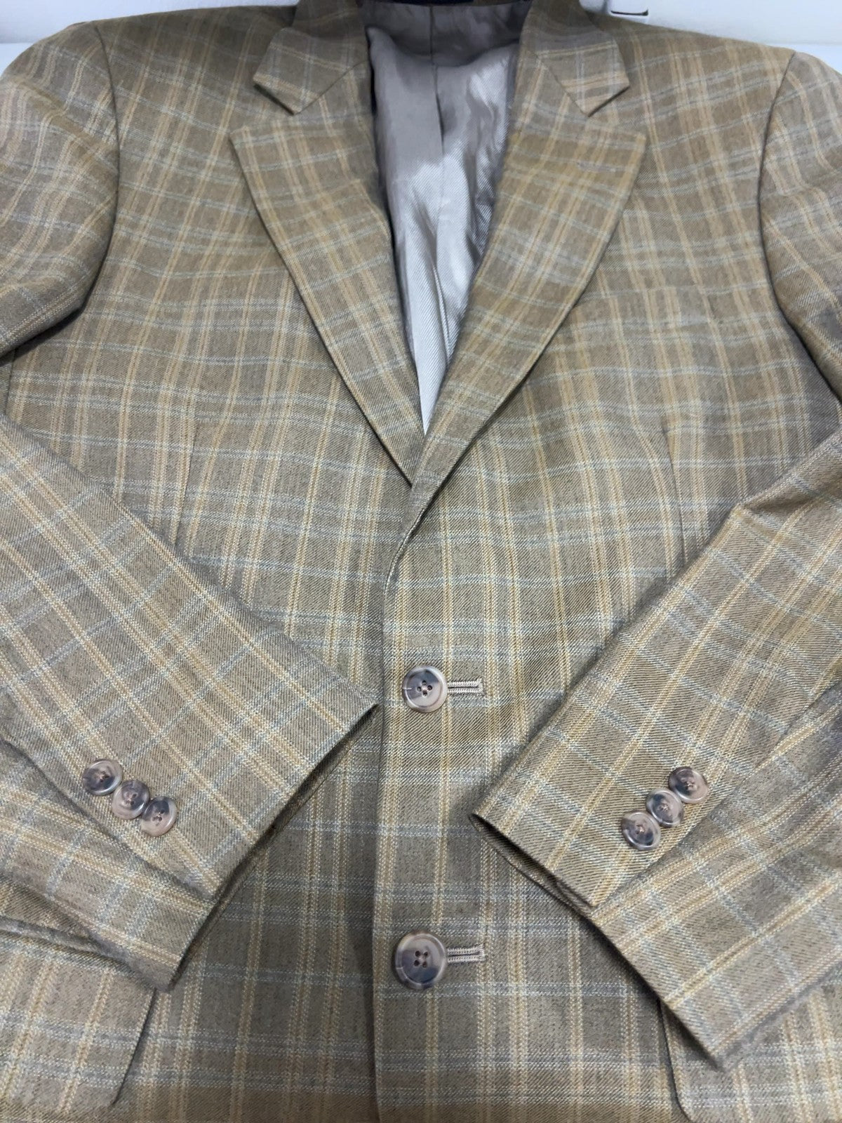 Culwell & Son Brown Plaid 2 Button Single Vented Notch Blazer Sport Coat 38L