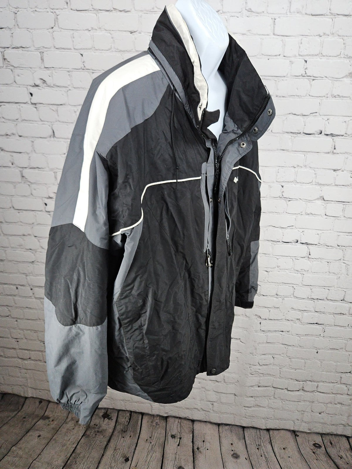 Columbia Black Gray Colorblock Insulated Full Zip Winter Jacket Men's XXL