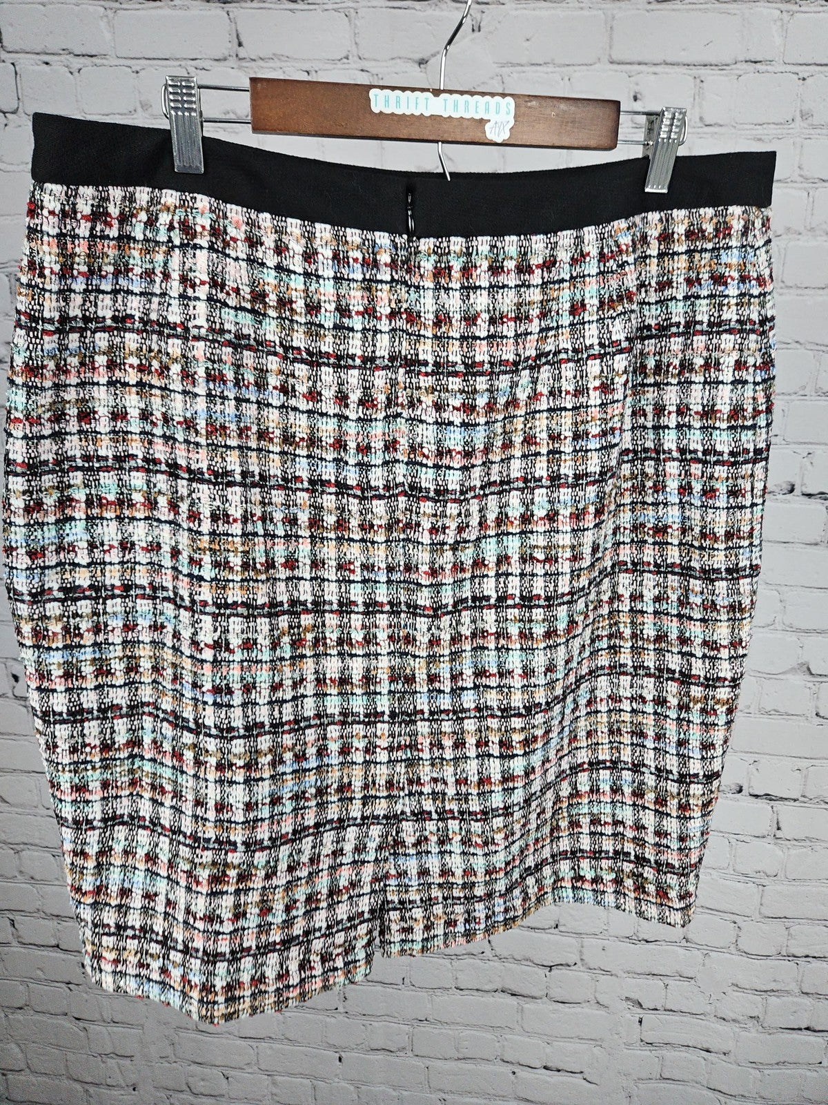 Talbots Petite Multicolor Tweed Boucle Lined Back Zip Pencil Skirt 16P