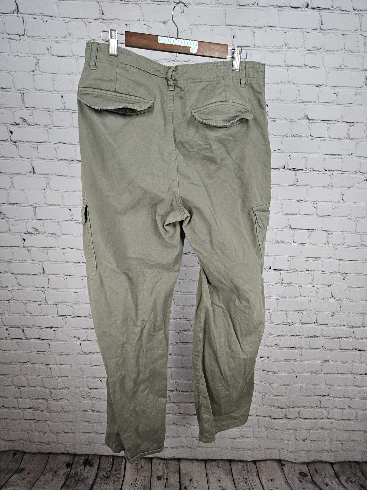 Zara Olive Green Cotton Straight Leg Cargo Pants Women's 10 (32X30.5)