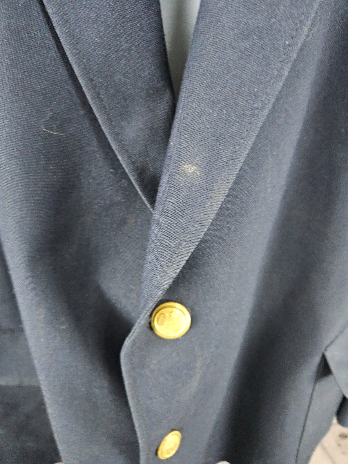 David Taylor Navy 2 Button Gold Button Single Vent Blazer Sport Coat 54R