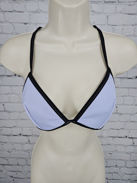 Victoria's Secret Teeny Triangle Lavender Black Trim Bikini Top Swim L