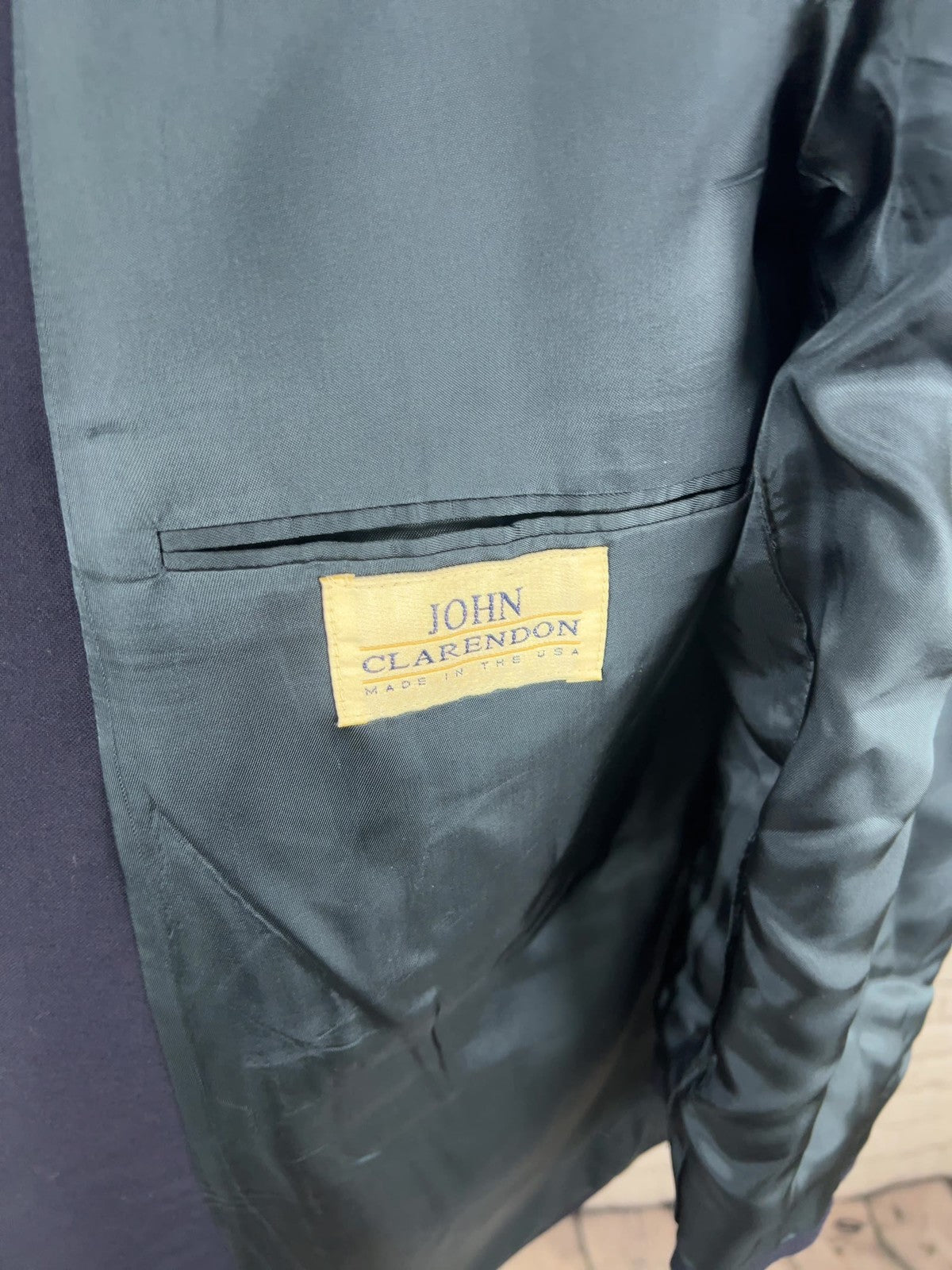 VTG John Clarendon Navy 100% Wool Gold Button 2 Button Blazer Sport Coat USA 48