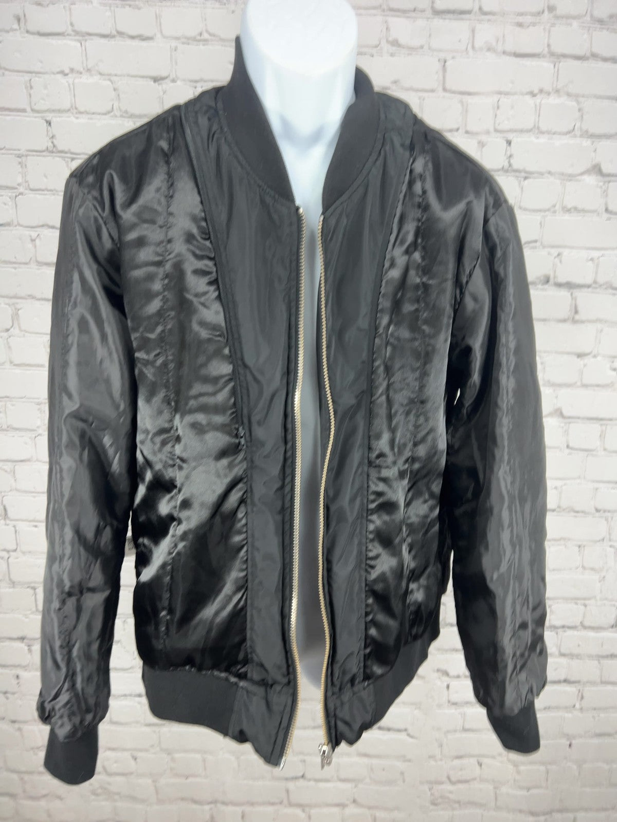 Goose Island Beer Co Black Embroidered Logo Full Zip Bomber Jacket Men's M