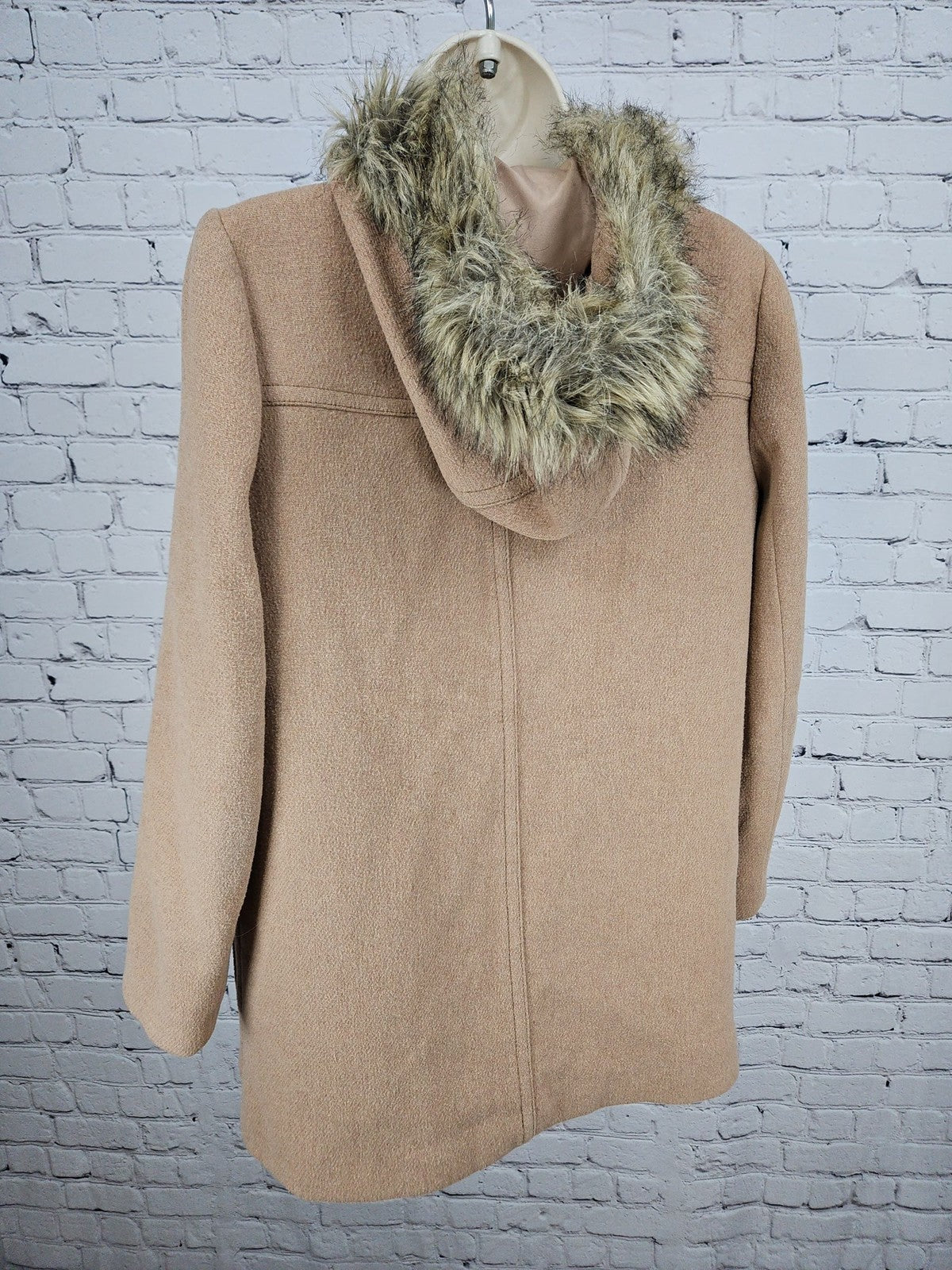 J.Crew Mercantile Camel Wool Blend Faux Fur Hooded Parka Coat Women's 4
