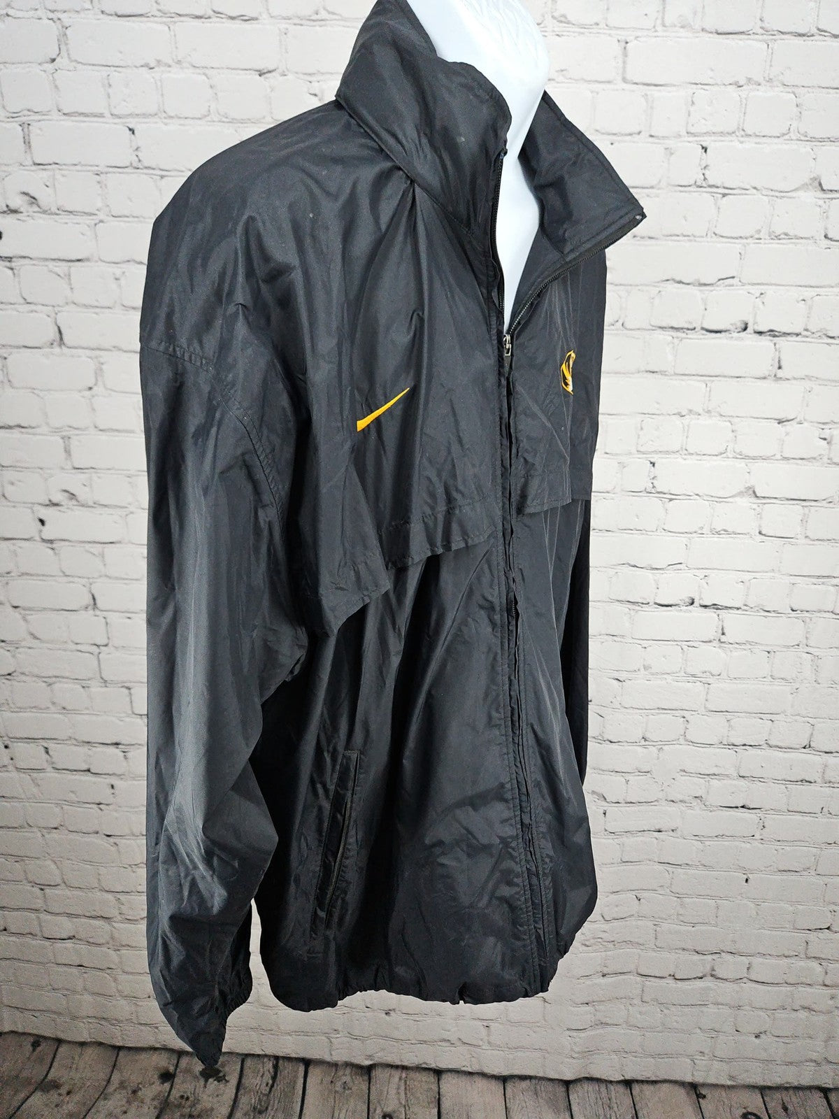 VTG Nike Team Missouri Tigers Black Full Zip Windbreaker Jacket Men's XL