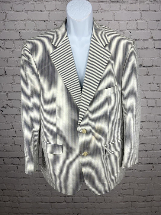 Brooks Brothers Blue White Seersucker Cotton 2 Button Blazer Sport Coat 42R
