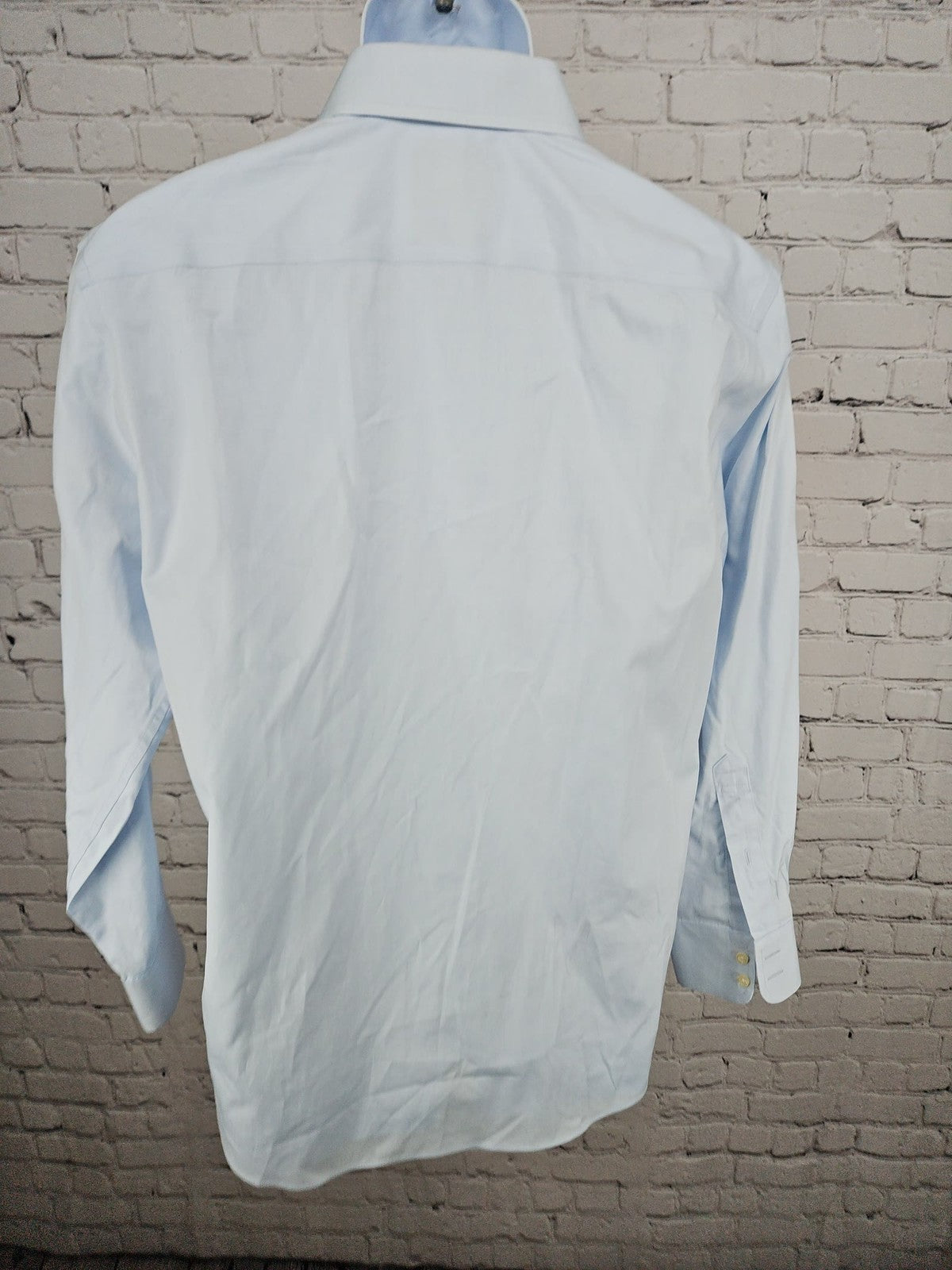 Brooks Brothers Thomas Mason Light Blue Cotton Regular Fit Dress Shirt 15.5 33
