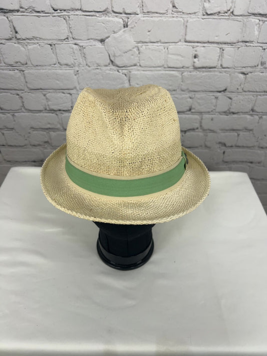 Sun N Sand Natural Straw Trilby Fedora Green Band One Size