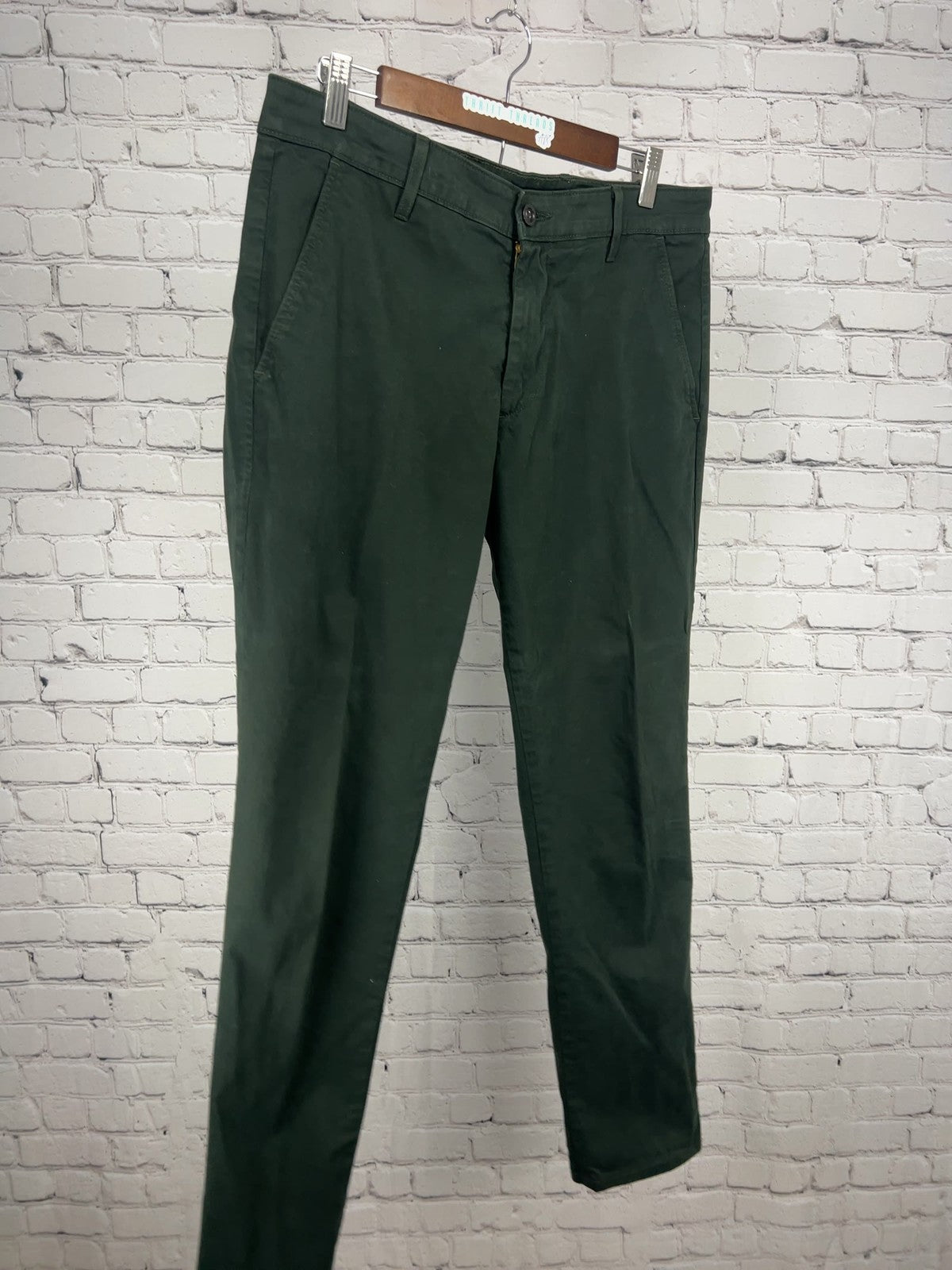 AG Dark Green Lux Khaki Tailored Trouser Stretch Chino Pants 32