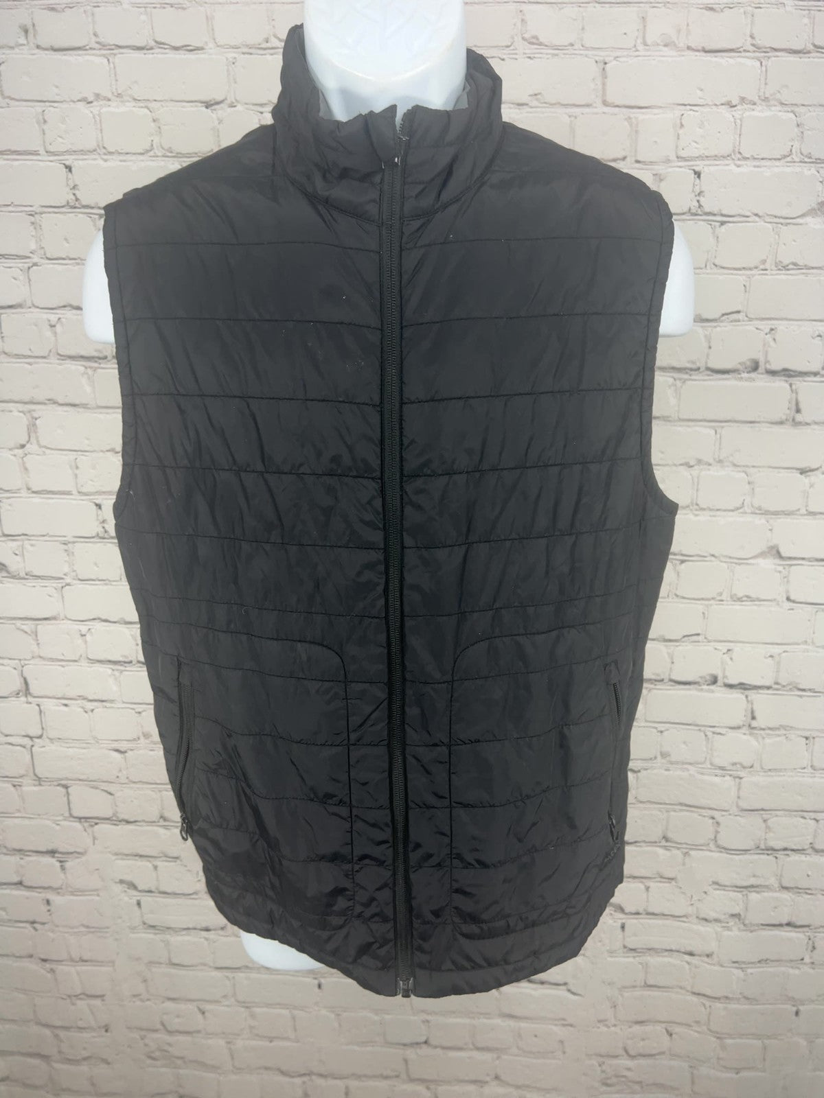 SpaceX Gray Black Reversible Quilted Puffer Full Zip Stand Collar Vest M