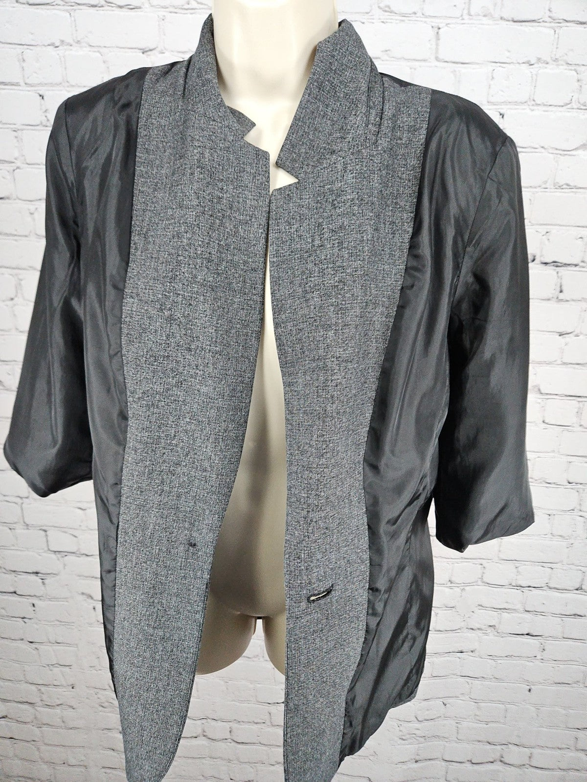 DKNY Gray Heathered 1 Button Notch Lapel Lined Women's Blazer Jacket 10