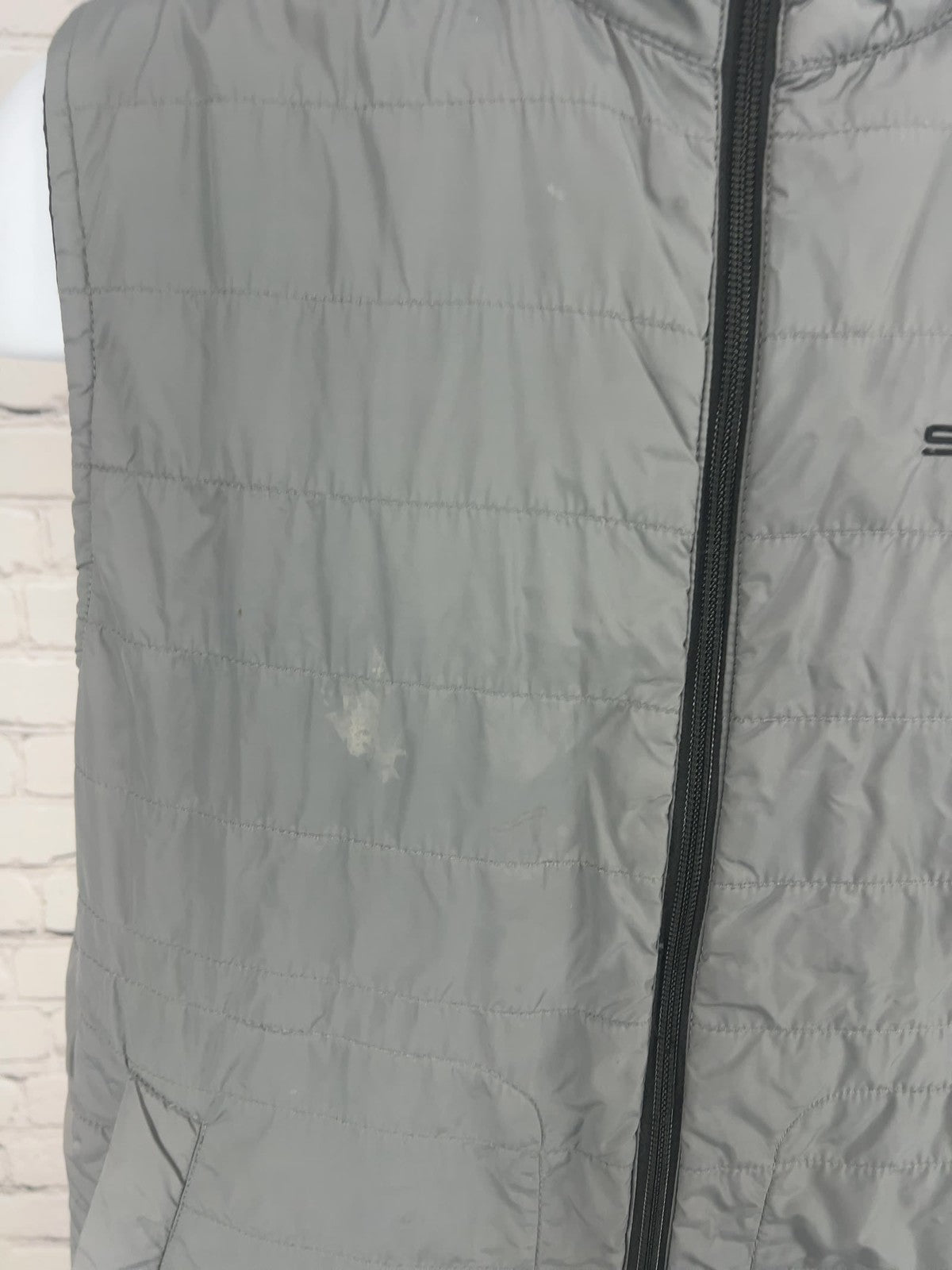 SpaceX Gray Black Reversible Quilted Puffer Full Zip Stand Collar Vest M