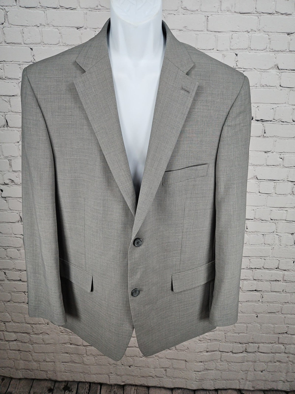 NWOT Haggar Gray Polyester 2 Button Single Vented Notch Blazer Sport Coat 44R