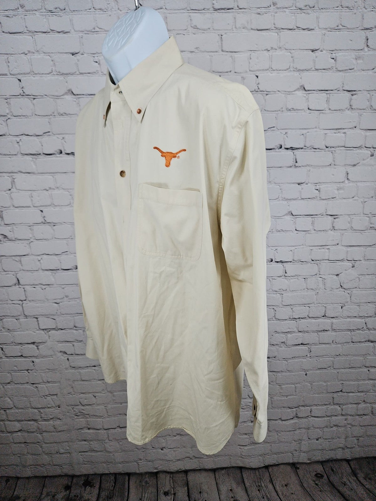 University Co-op Texas Longhorns Cream Button Down Long Sleeve Shirt XXL