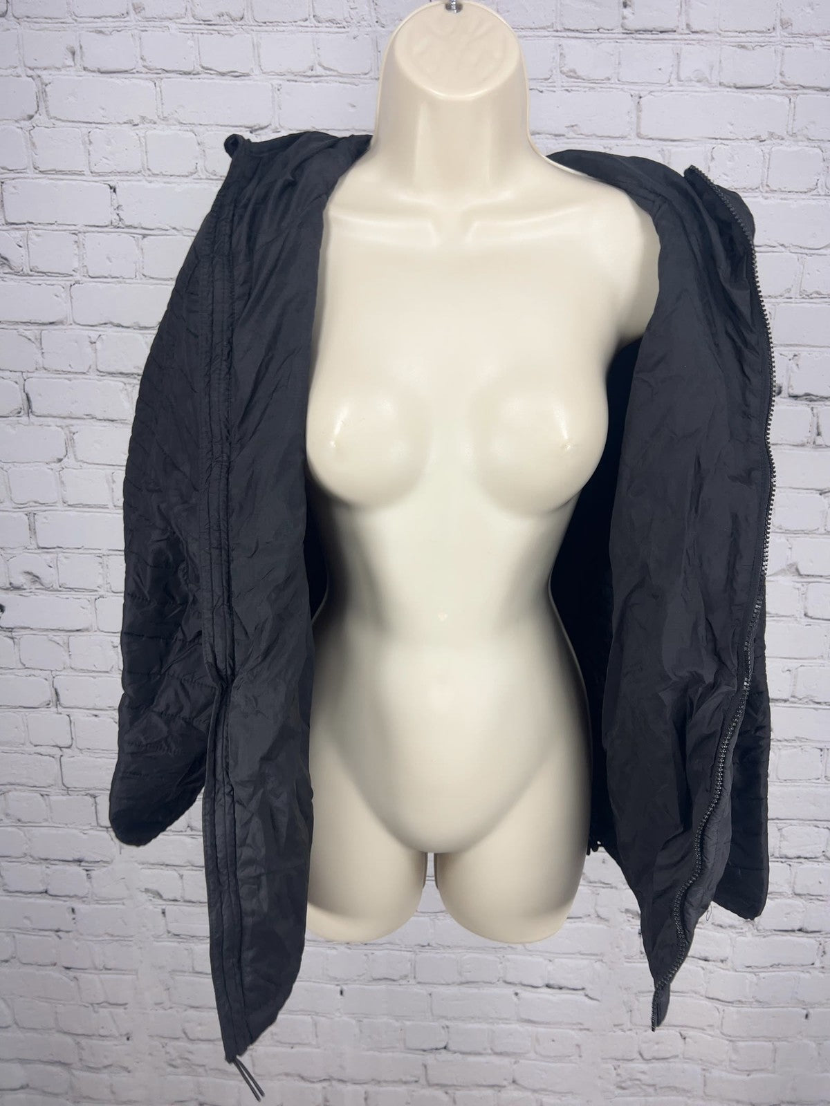Dutch Bros Coffee Black Quilted Puffer Hooded Full Zip Jacket M