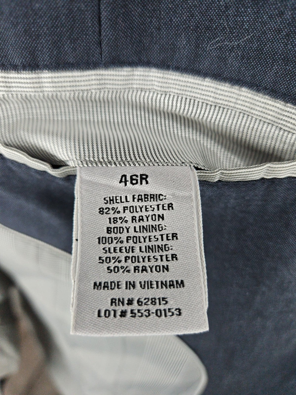 J.Ferrar Slim Fit Charcoal 2 Button Notch Lapel Blazer Sport Coat 46R