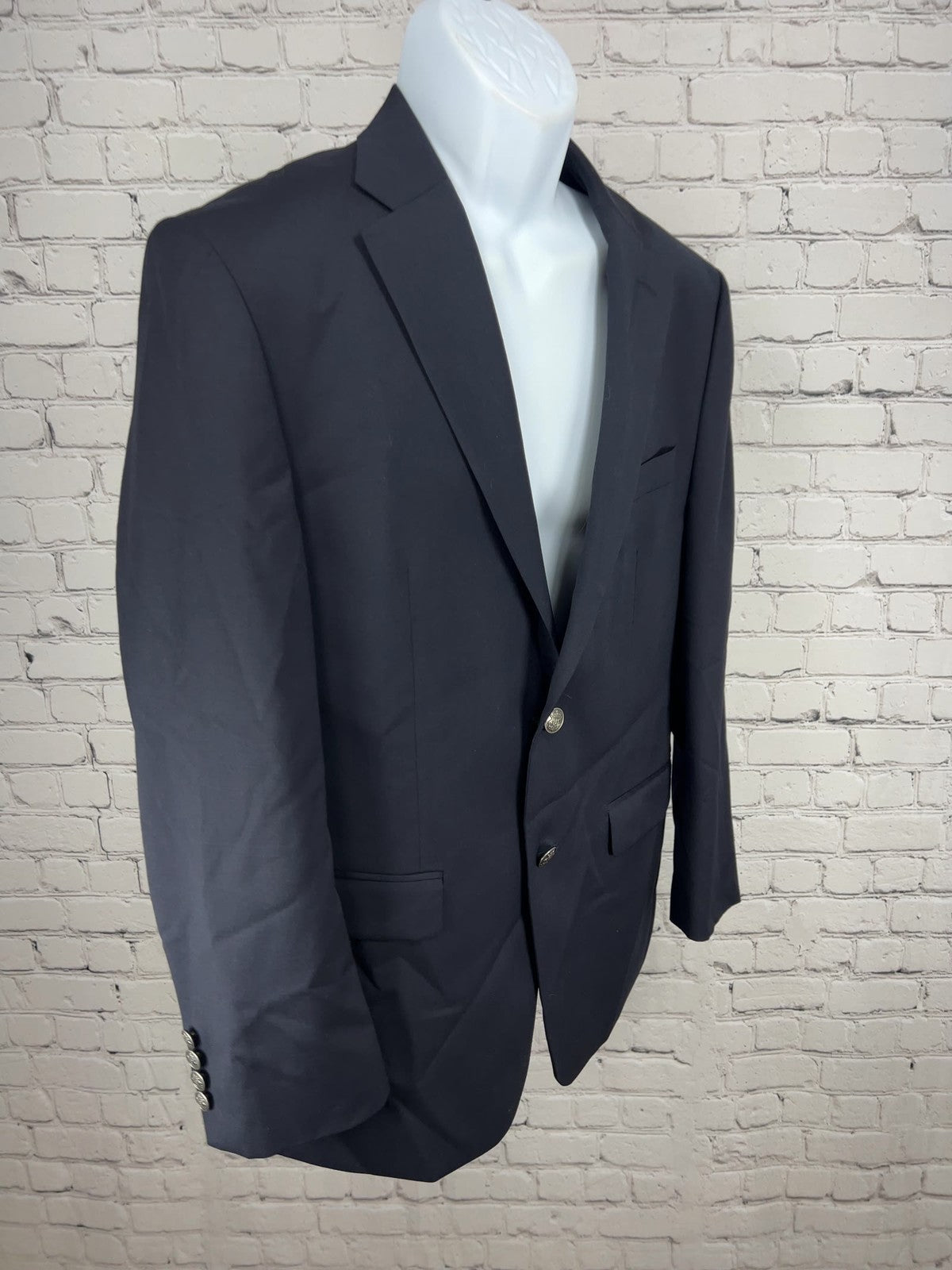 Michael Kors Navy Wool Blend 2 Button Silver Crest Blazer Sport Coat 40S