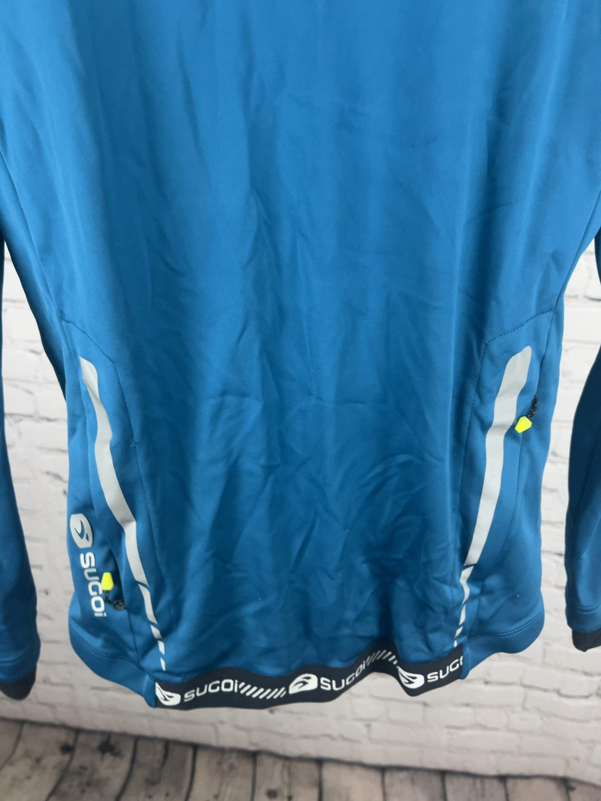 Sugoi RS 180 Neon Yellow Teal Reflective Full Zip Men's Cycling Jacket L